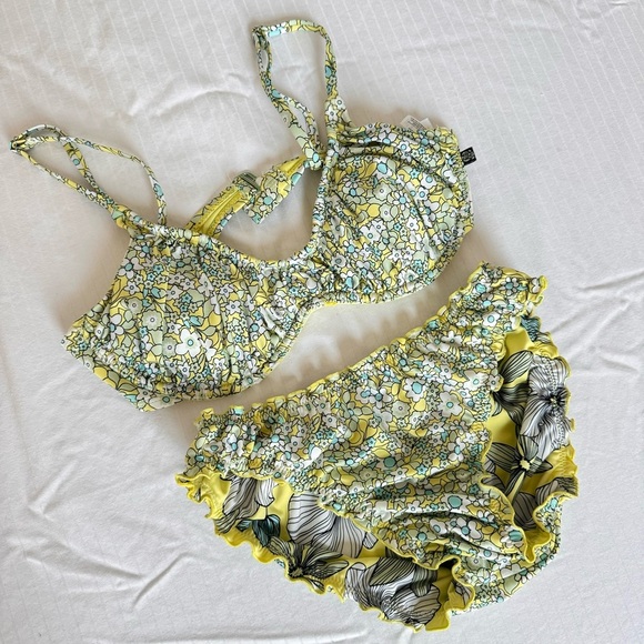 La Vie En Rose Aqua FIELDS OF FLOWERS Recycled Fibers Bralette Bikini - Picture 2 of 7